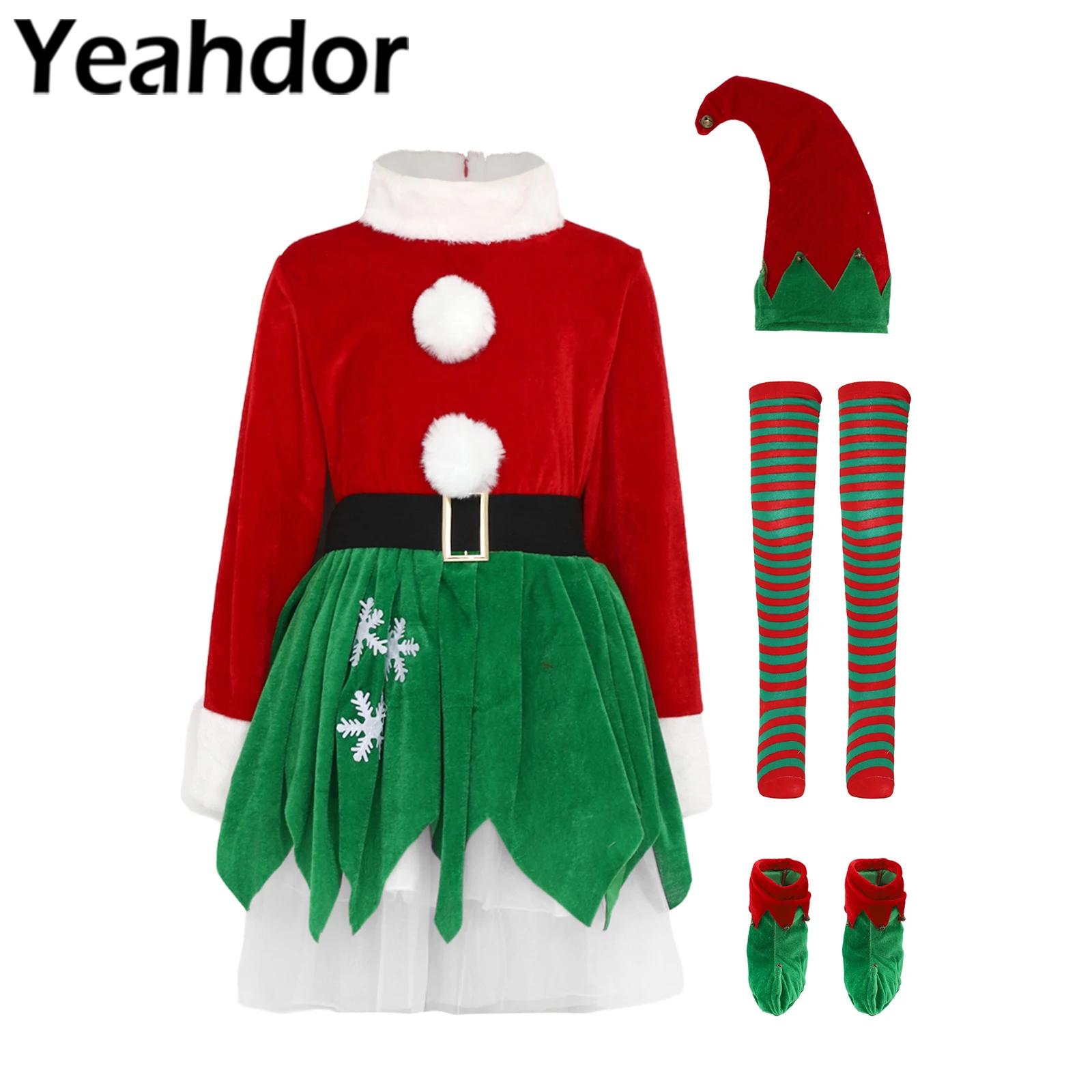 Elf Costume Christmas - Kids Girls Xmas Christmas Elf Costume
