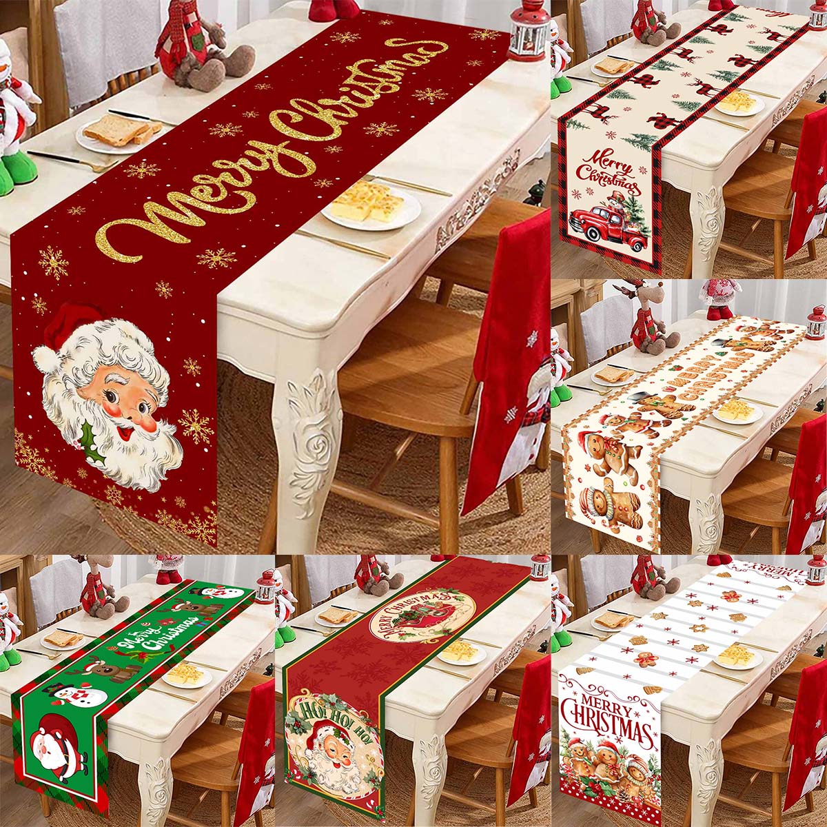 Christmas Santa Clause Polyest - Christmas Table Runner 评论和价格