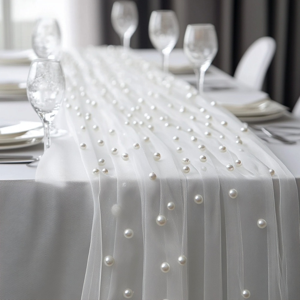Pearl Chiffon Table Runner 80x - Christmas Table Runner 评论和价格